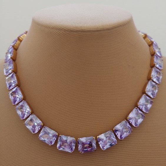 Violet crystal riviere necklace